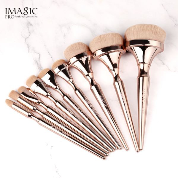 Imagic HD BLEND Rose Gold Makeup Brush Set 9pcs Metallic Handle