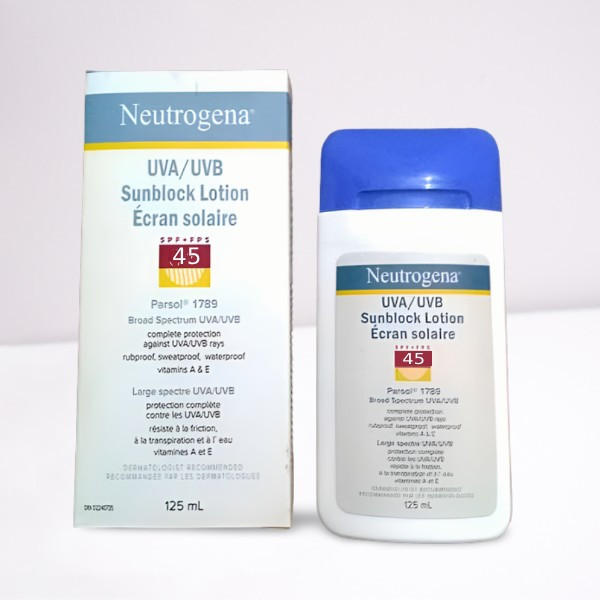 Neutrogena UVA/UVB Sunblock Lotion, SPF, FPS 45, 4 Fluid Ounce (125 ml)
